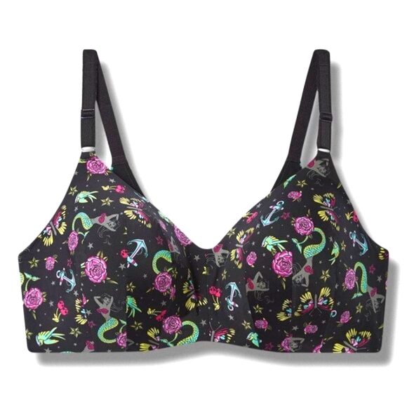 ❤️NWT VINTAGE TORRID MERMAID TATTOO WIRELESS BRA - BACK SMOOTHING LIGHTLY LINED - Picture 7 of 10